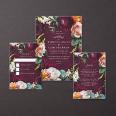 Burgundy Roos Ranunculus Wedding Save The Date (Personaliseer de collectie van deze zelfstandige maker.)