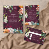 Burgundy Floral Return Address Envelope Seal Ronde Sticker (Personaliseer de collectie van deze zelfstandige maker.)