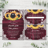 Burgundy Sunflower String Lights Floral Lace Wood Save The Date (Personaliseer de collectie van deze zelfstandige maker.)