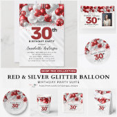 Begroting Maroon Red Silver Ballon Glitter Birthda