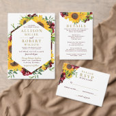 Waterverf Burgundy Sunflower Rustic Wedding Save The Date (Personaliseer de collectie van deze zelfstandige maker.)
