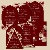 Bourgogne Rozen en Pampas Grass All in One Invite All In One Uitnodiging