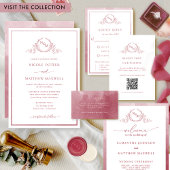 Elegant Burgundy Waterverf Monogram Weddenschap Al All In One Uitnodiging