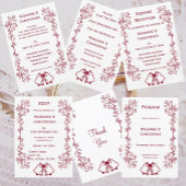 Bourgondische klokken Scrollwork Ontwerp Wedding Kaart