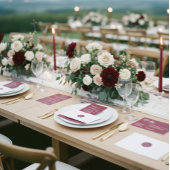 Burgundy Red Elegant Minimalist All-in-One Wedding All In One Uitnodiging