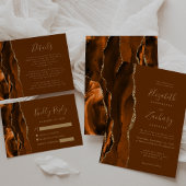 Moderne verbrande Sinaasappel Agaat Bruine bruilof Menu