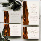 Modern Burnt Orange Gold Agate Ivory Wedding Menu