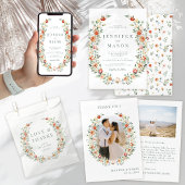 Oranje bloemenkrans tuin bruiloft zitgrafiek poster