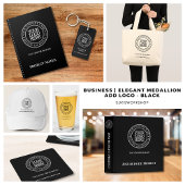 Business Elegant Black White Medallion Voeg Logo t Planner
