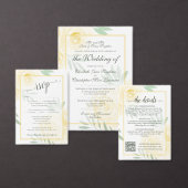 Yellow or Gold Boho Roses Stylish Script Wedding Kaart (Personaliseer de collectie van deze zelfstandige maker.)