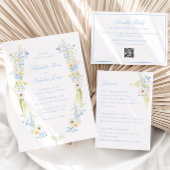 Boter Geel Blauw Bloemig Monogram Wapen Huwelijk Menu