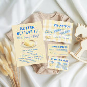 Rustic Theme Butter Yellow Blue Baby Shower Bedankkaart