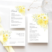Butter Yellow Ivory Floral Wedding Reception Menu