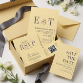 Elegante boter gele huwelijksparen initials bedankdoosjes
