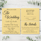 Butter Yellow Simple Wedding Sla de datum op Folie Uitnodiging (Personaliseer de collectie van deze zelfstandige maker.)