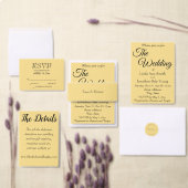 Butter Yellow Simple Wedding Sla de datum op Folie Uitnodiging (Personaliseer de collectie van deze zelfstandige maker.)