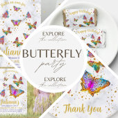 Colorful Bright Butterfly Birthday Party Kaart