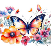 Vlinder in Bloemen Meisje Verjaardag Meisje Ronde Button 5,7 Cm