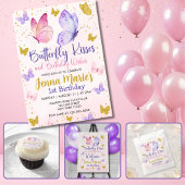 VLINDER KUSSEN ROZE & PAARSE 1E VERJAARDAG RONDE STICKER