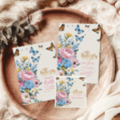 Butterfly Pink Rose Garden Girl Diapper Raffle Informatiekaartje