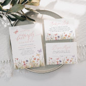Butterfly Wildflower Baby shower Bedankkaart