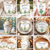 Fiesta Cactus Waterverf Luier Raffle ticket Informatiekaartje