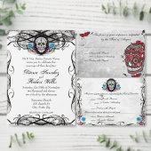 Cavaleras Muerte Schedel en Bloeit Uitnodigen Kaart (Personaliseer de collectie van deze zelfstandige maker.)