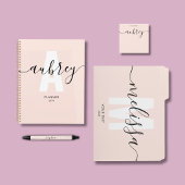 Girly Monogram Calligraphy Blush Pink Post-it® Notes