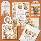 Cute Woodland Animals Autumn Fall Kids' Birthday  Kaart