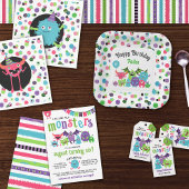 Monster Kids Kleurkaart Feest Favoriet Bedankt