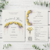 Canary Yellow Romantic Freesia  Floral Wedding Uitnodigingen Wikkel (Personaliseer de collectie van deze zelfstandige maker.)