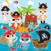 ANIMAL CREW Party Pirate Bunting Flags Vlaggetjes
