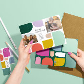 Kleurrijke Maximalist Flat Holiday Kaart