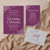 Zilveren Kant Magenta & Wit Liefde & Bedankt Bruil (Personaliseer de collectie van deze zelfstandige maker.)