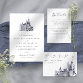 Elegante Serif Script Typografie Witte bruiloft Uitnodigingen Wikkel