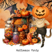 Halloween Party by Siamese Cat with Pumpkin T-shirt