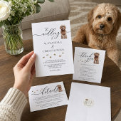 Bruine Cavapoo puppy Bruiloft Kalligrafie Handteke Kaart