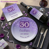 Modern Falling Purple Glitter 30th Birthday Cadeaulabel