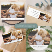 Minimale Eenvoudige Elegant-kerstpaarfoto Cadeaulabel