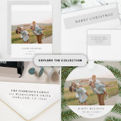 Minimale elegante eenvoudige | Kerstfamilie Foto Ornament Kaart