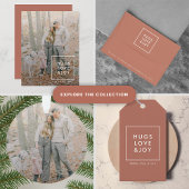 Hugs Love en Joy | Stijlvol kerstvierkant wit Raamsticker