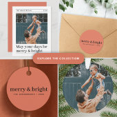 Minimale Kerstmis | Merry en Bright Modern Black Raamsticker