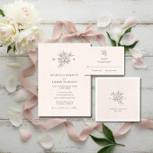 Blush Pink Monogram Details Enclosure Card Informatiekaartje