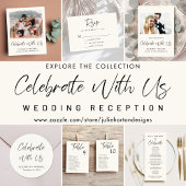 Elegant Photo Cream Wedding Reception Aankondigingskaart