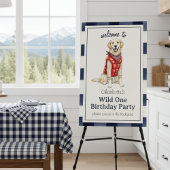 Gingham Wild One Golden Retriever 1e verjaardag Papieren Bordje