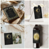 Celestial Midnight Zwart Goud Sterren Bruiloft Kaart