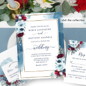 Monogram Envelop Seal Blue Bourgogne bruiloft Ronde Sticker