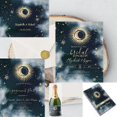 Celestial gouden zon, maan, sterren nacht hemel magneet