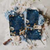 Celestial Midnight Floral Wedding Bedankkaart