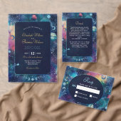 Hemelse Midnight Moon Wedding Kaart (Personaliseer de collectie van deze zelfstandige maker.)